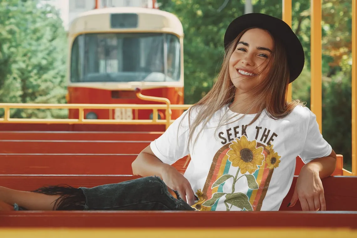 Seek The Sunshine - Retro Vibes Softstyle Bella Tee