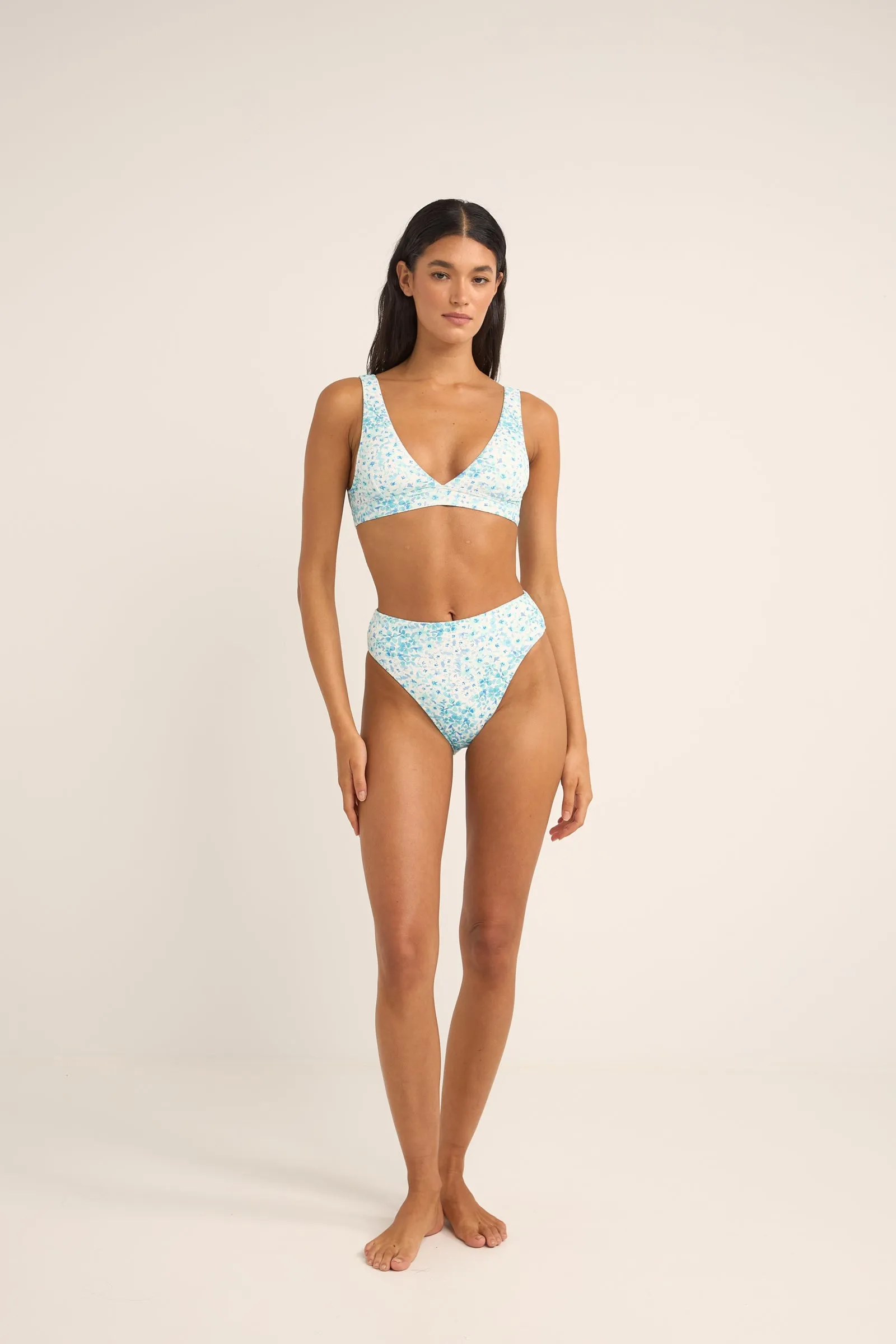 Serenity Floral Hi Waist Pant Blue