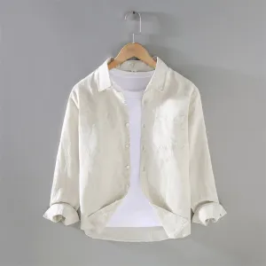 Simple Pure Linen Long Sleeve Shirt