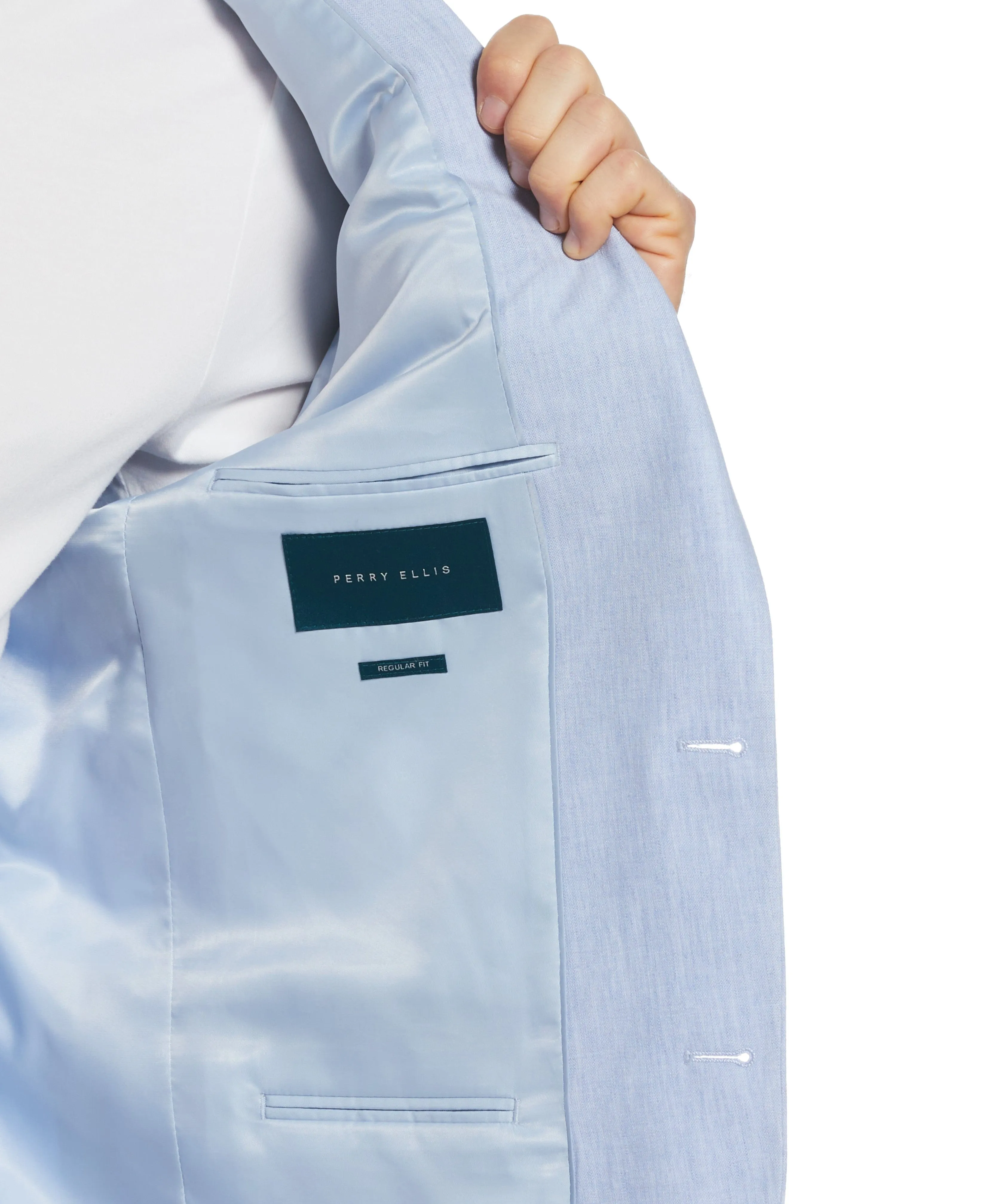 Slim Fit Light Blue Linen Blend Suit
