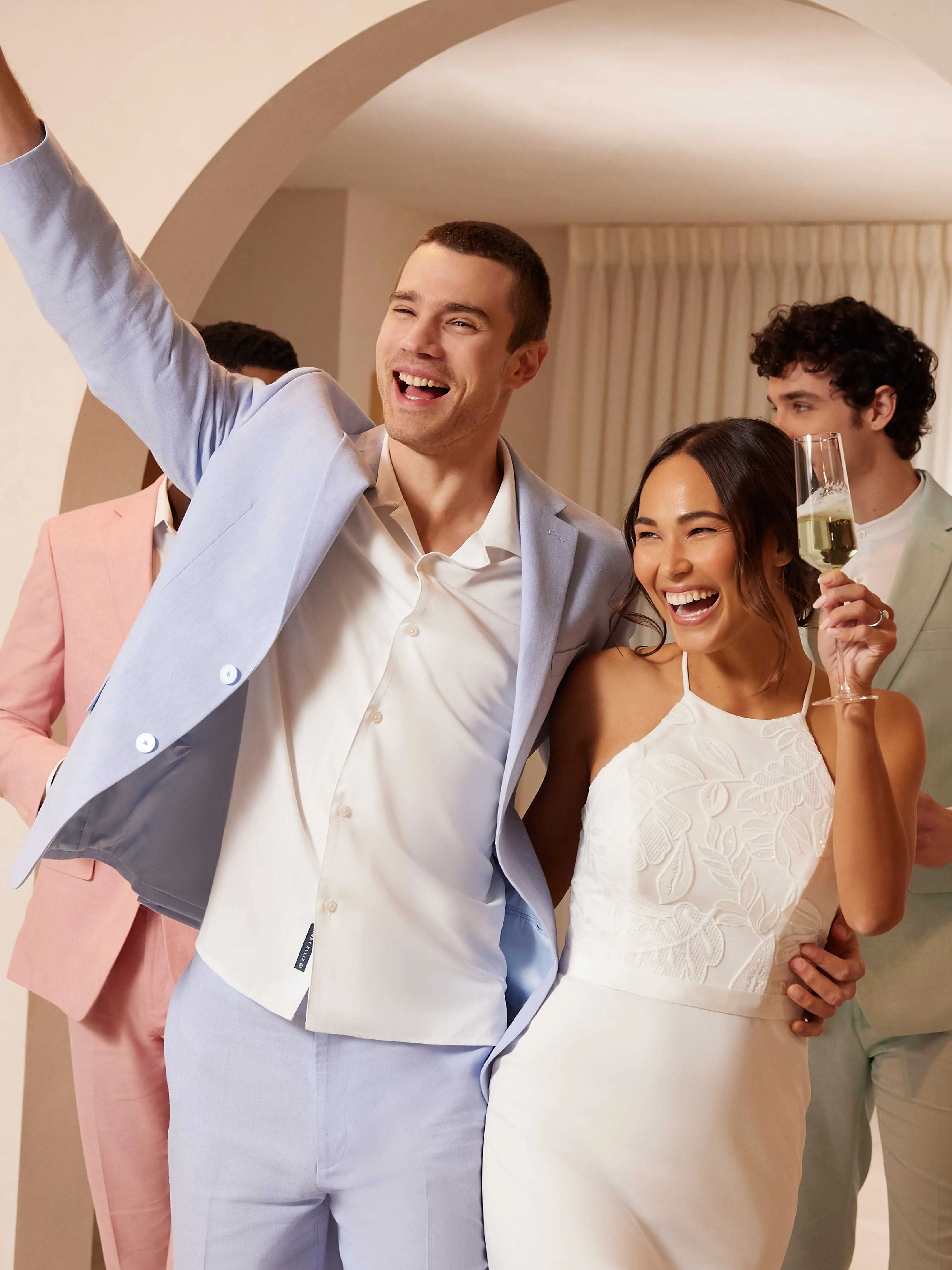 Slim Fit Light Blue Linen Blend Suit