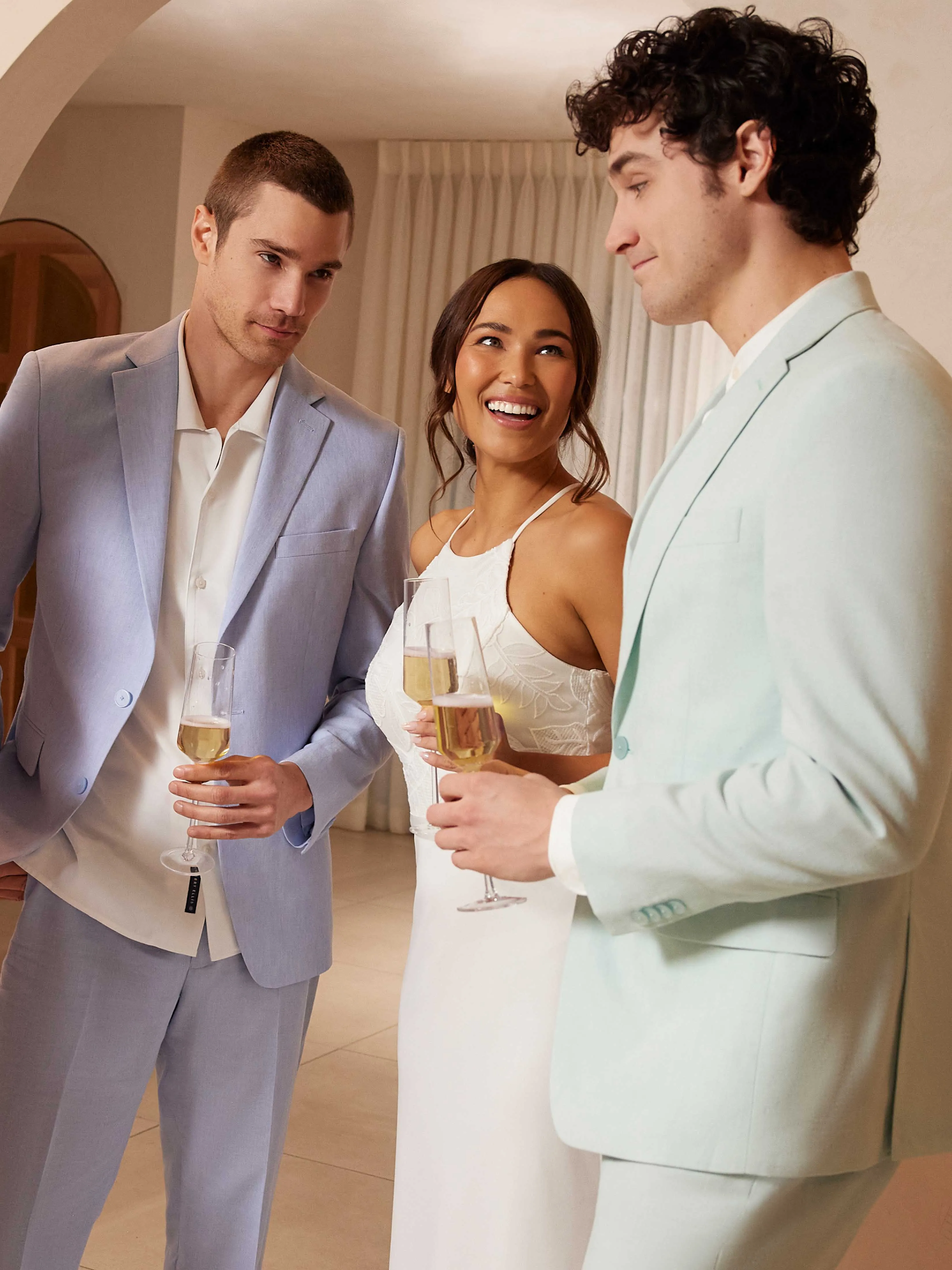 Slim Fit Light Blue Linen Blend Suit