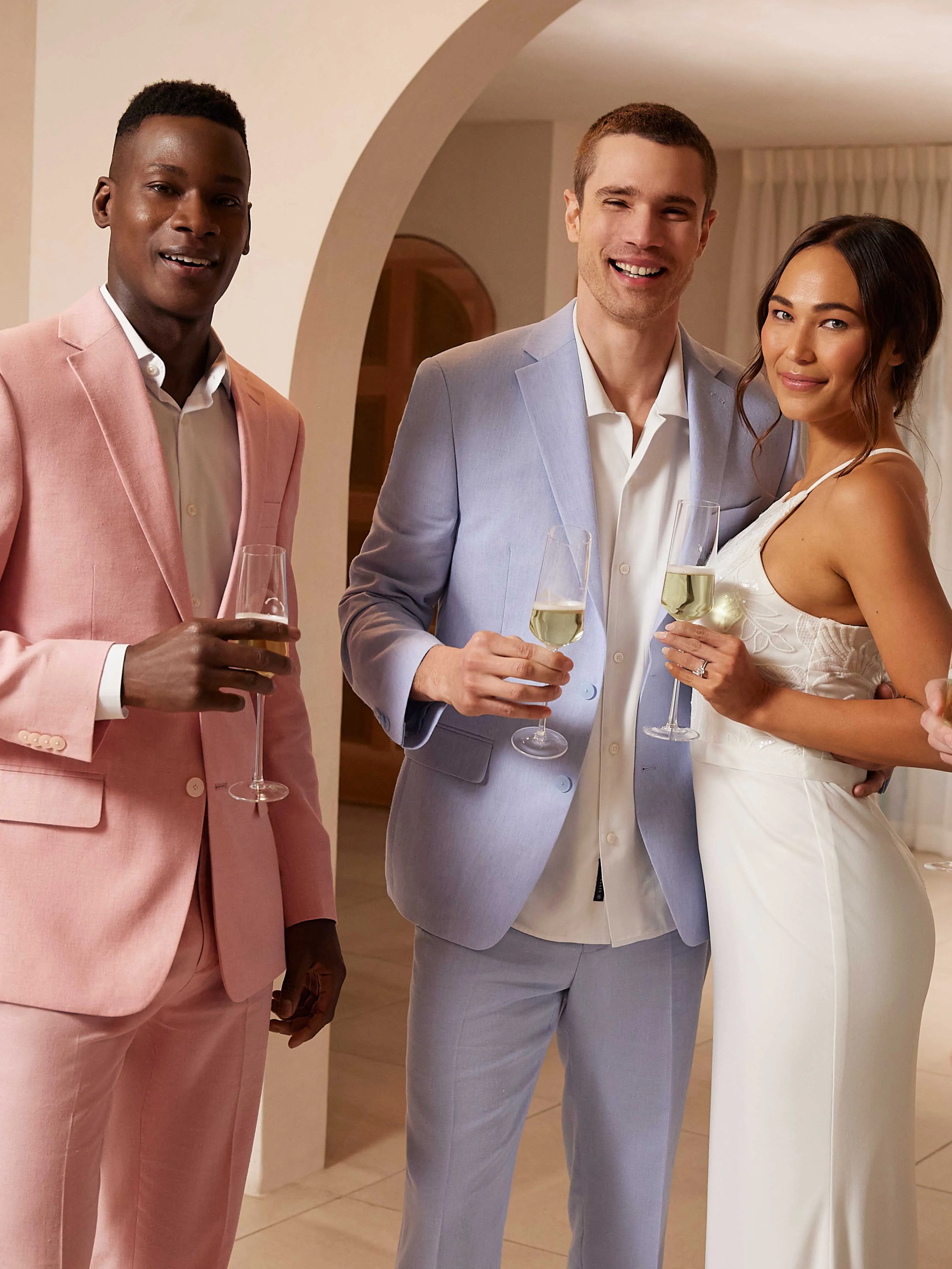 Slim Fit Light Blue Linen Blend Suit