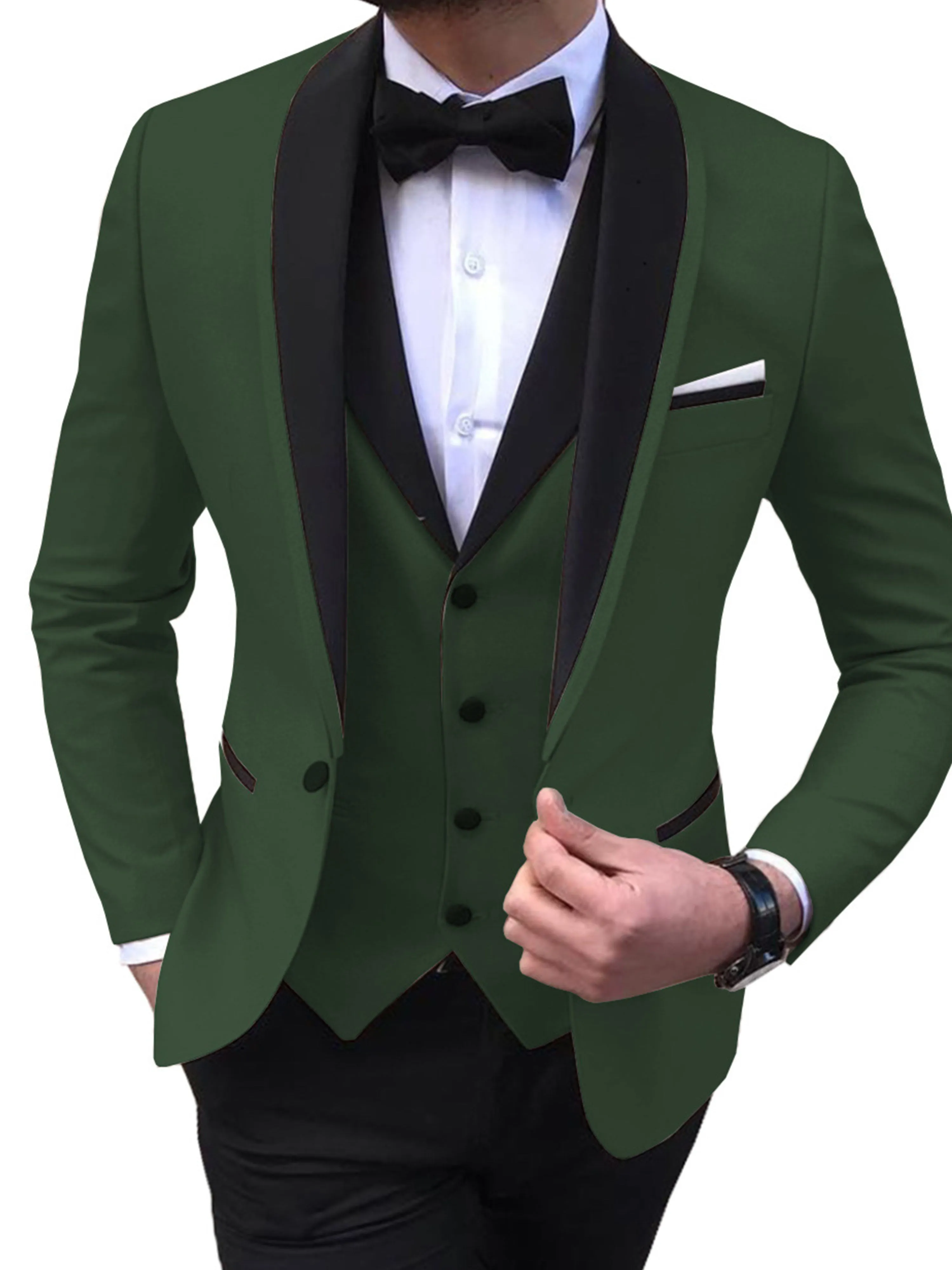 Slim Vest Men's Business Professional 3 Pieces Suits Jacket