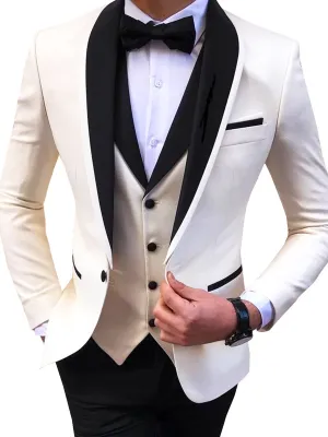 Slim Vest Men's Business Professional 3 Pieces Suits Jacket