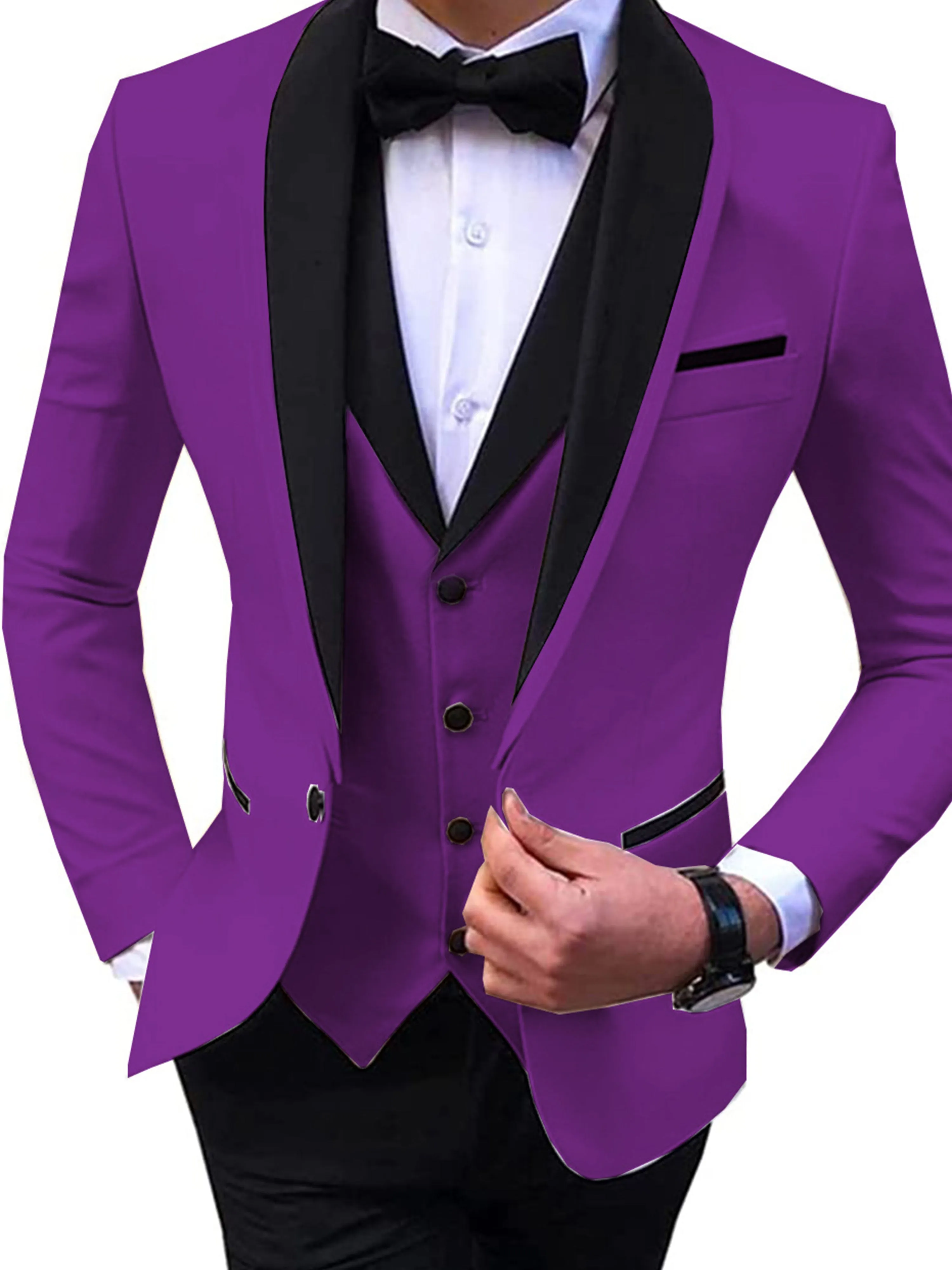 Slim Vest Men's Business Professional 3 Pieces Suits Jacket