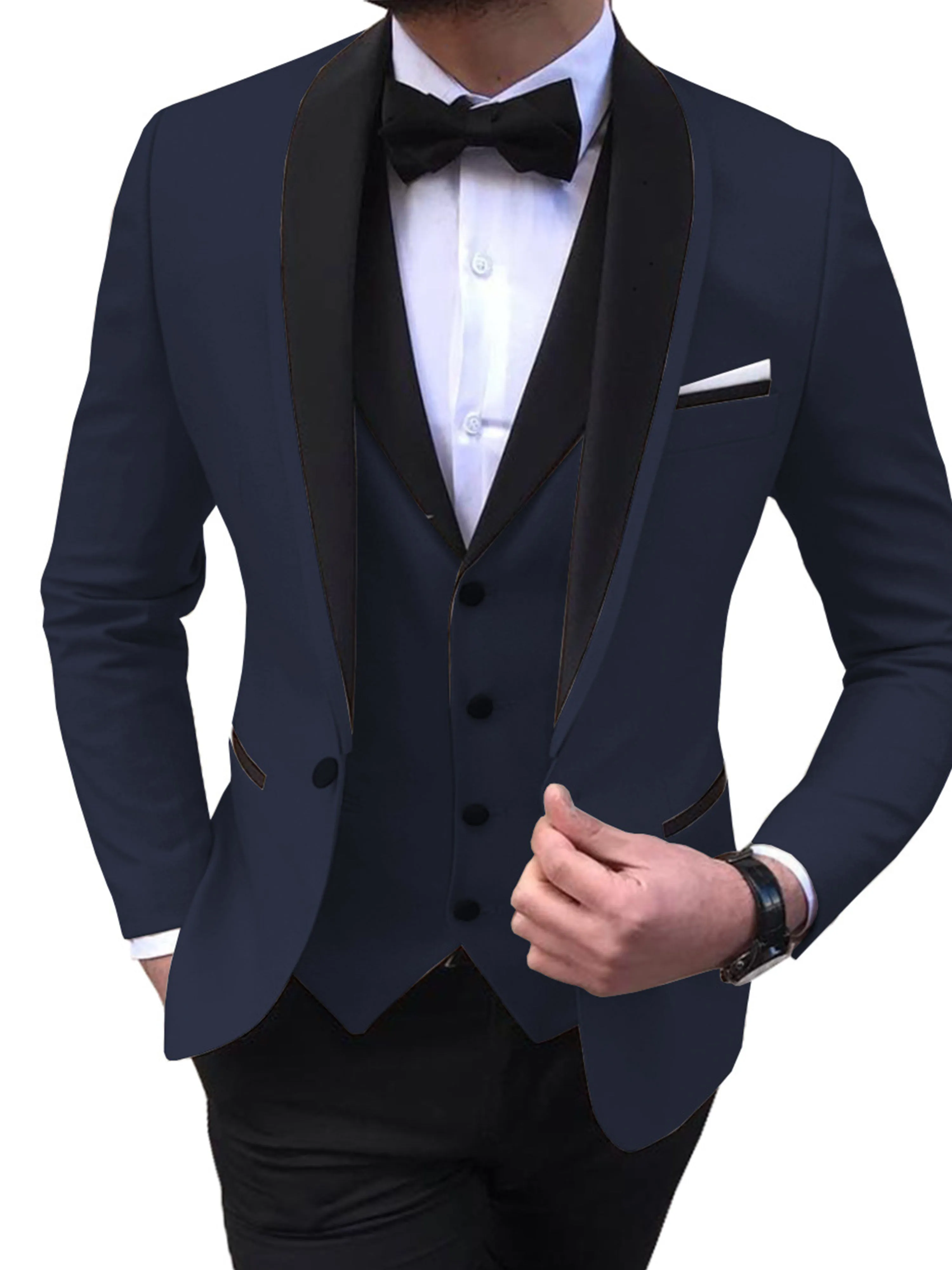 Slim Vest Men's Business Professional 3 Pieces Suits Jacket
