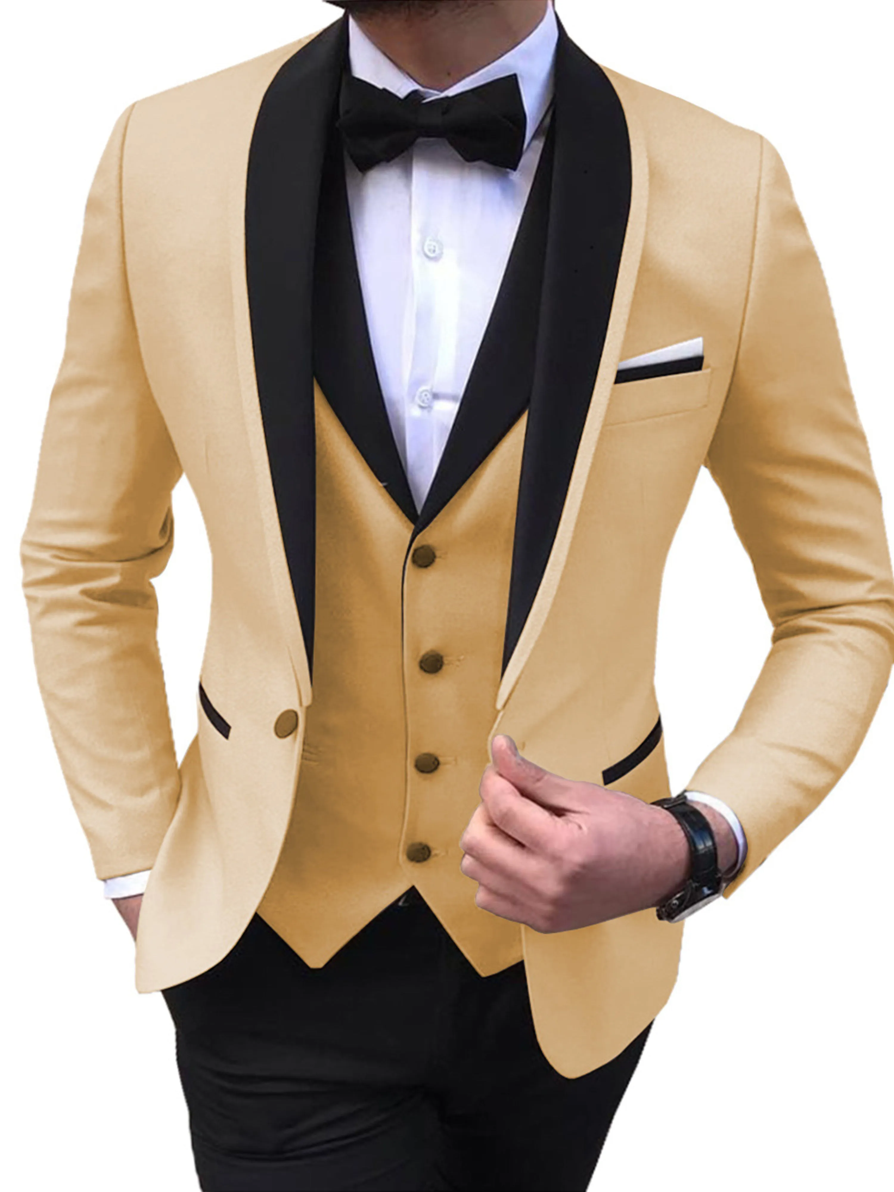 Slim Vest Men's Business Professional 3 Pieces Suits Jacket