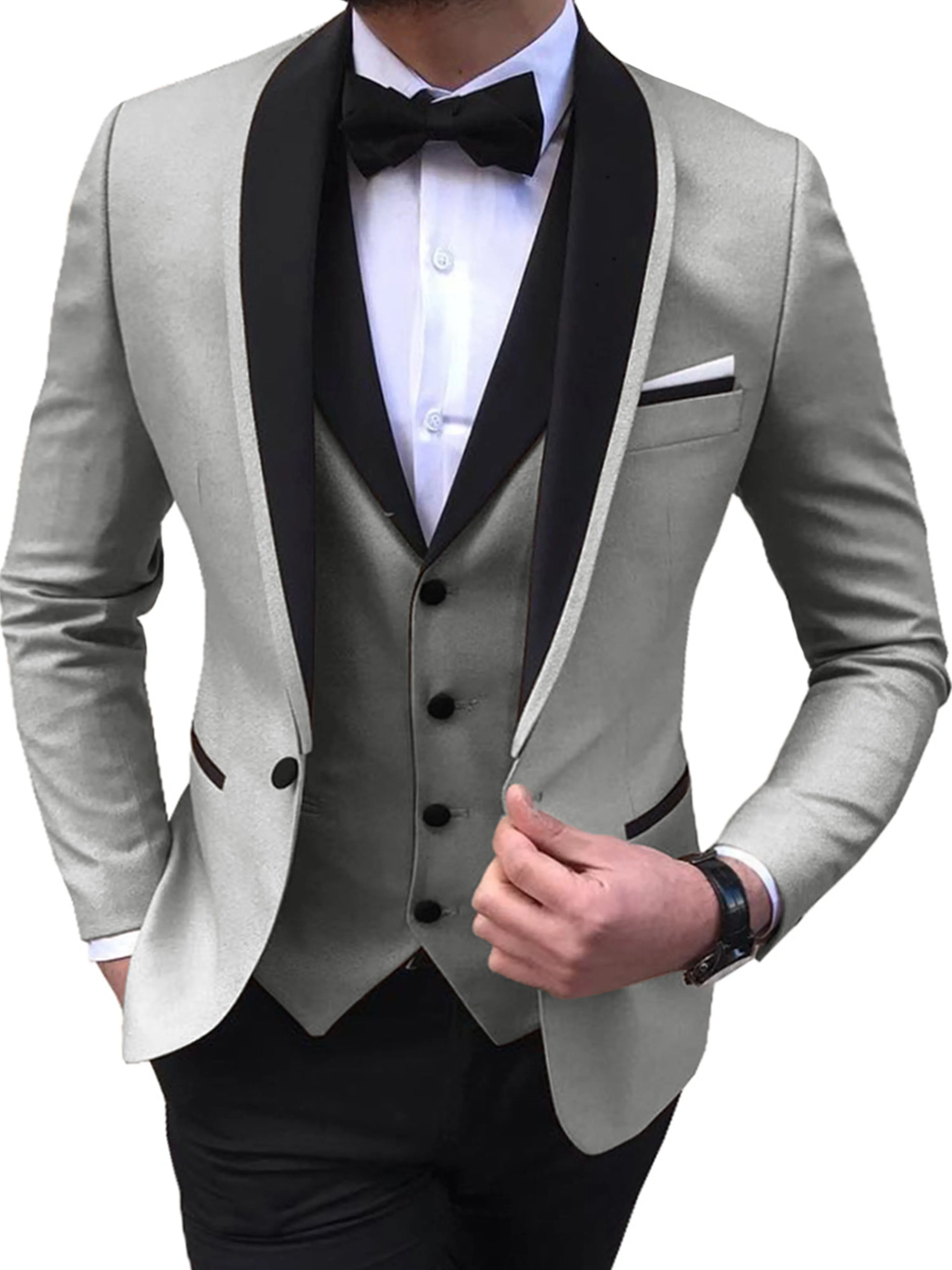 Slim Vest Men's Business Professional 3 Pieces Suits Jacket