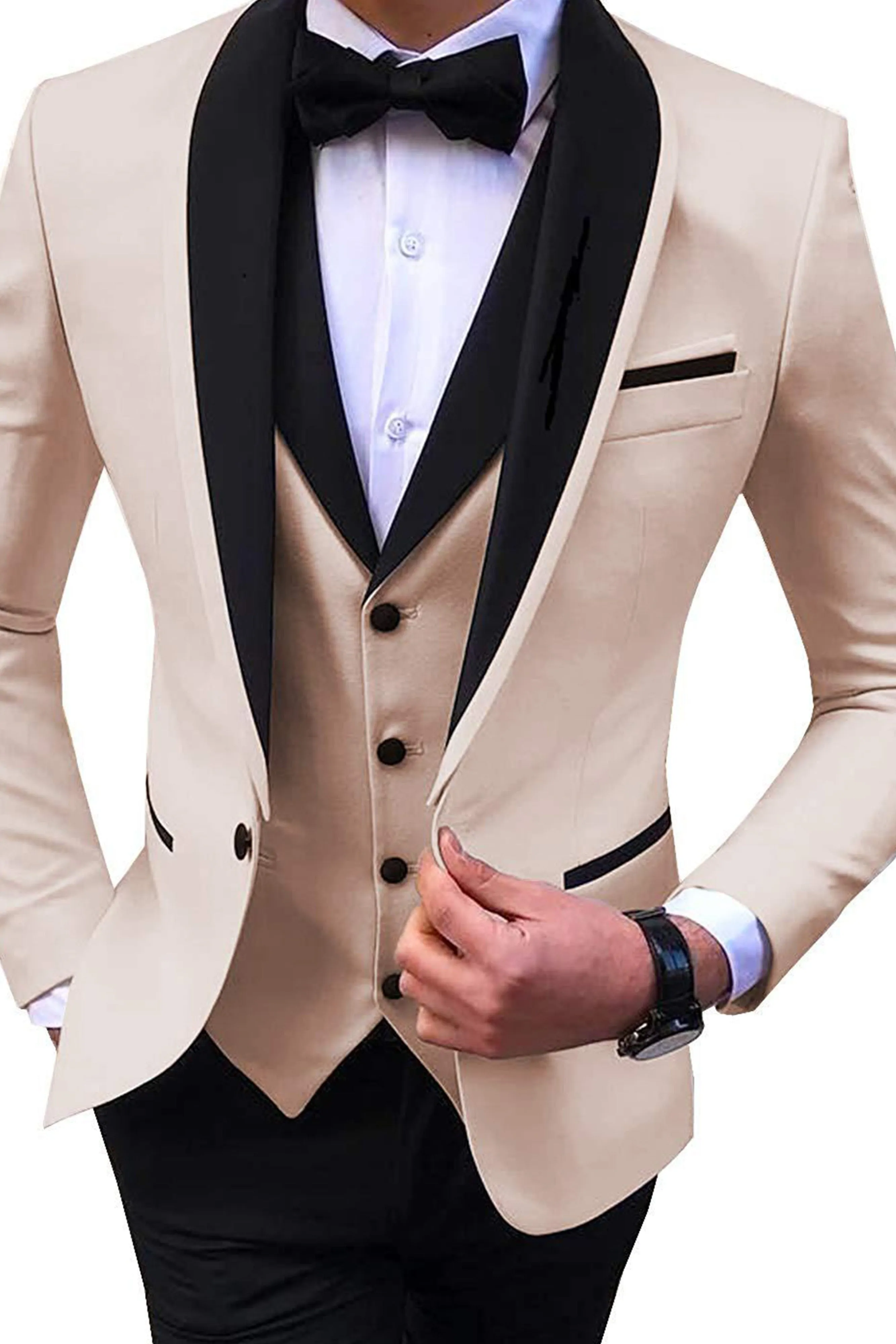 Slim Vest Men's Business Professional 3 Pieces Suits Jacket