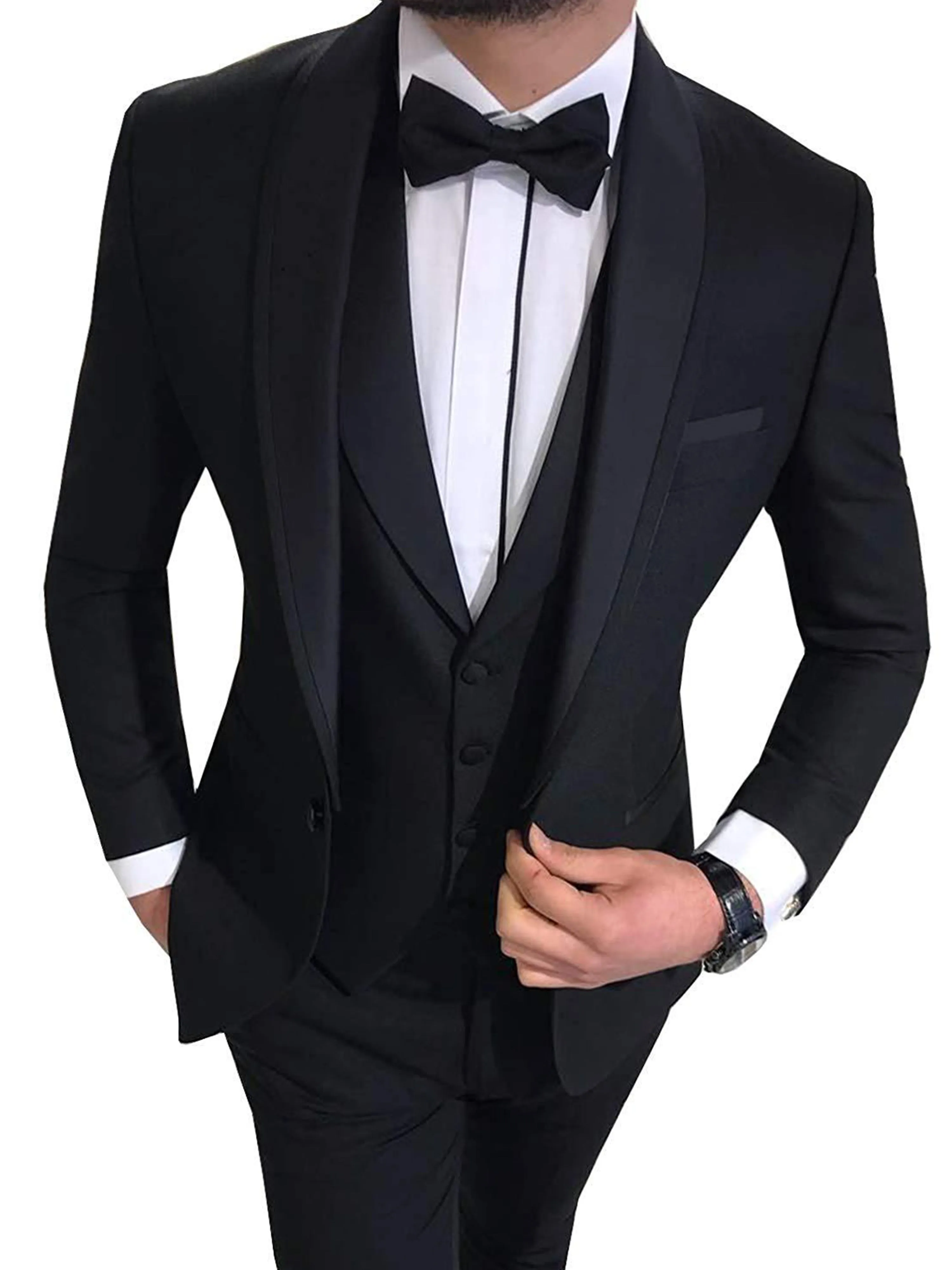Slim Vest Men's Business Professional 3 Pieces Suits Jacket