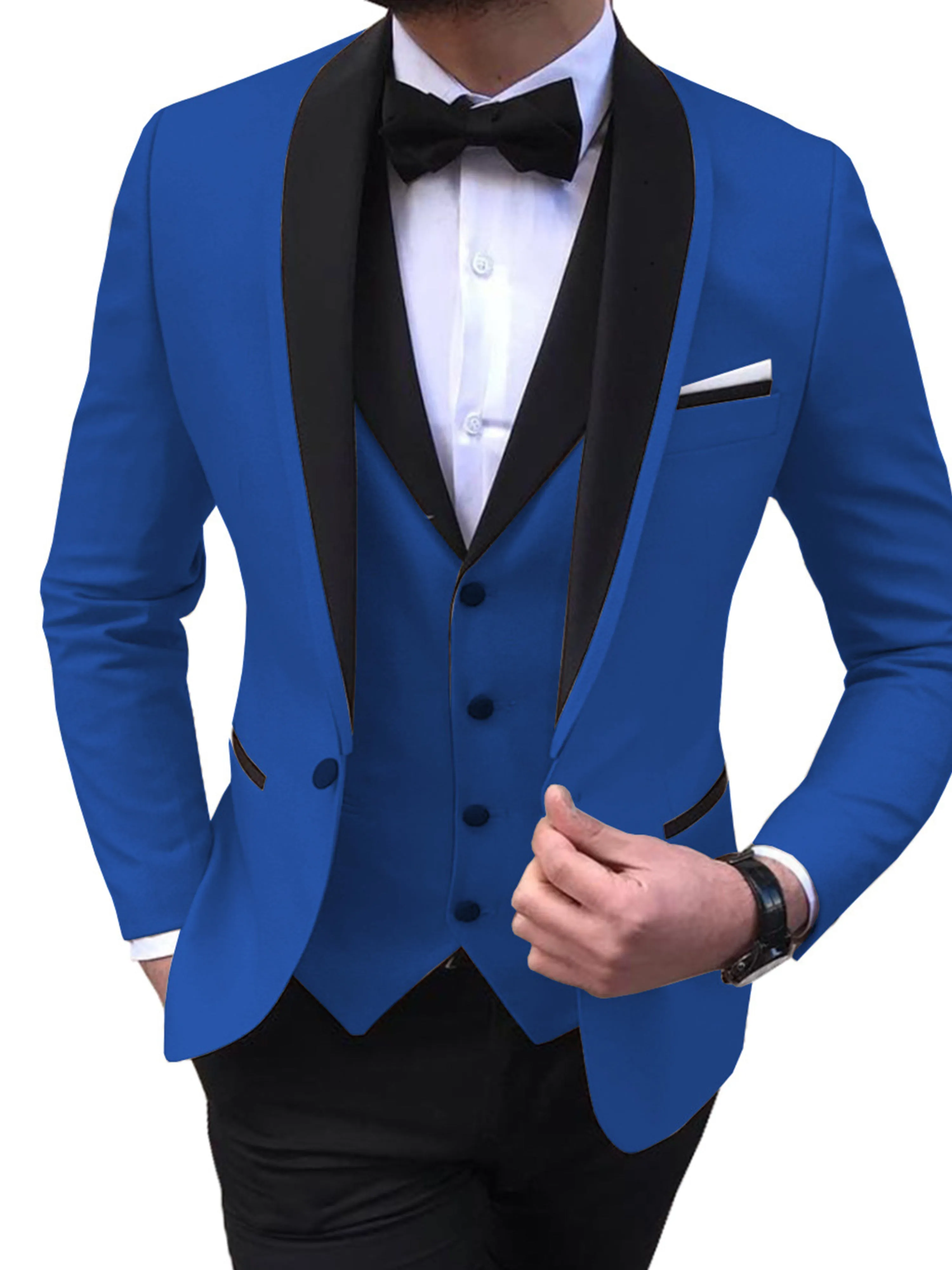 Slim Vest Men's Business Professional 3 Pieces Suits Jacket