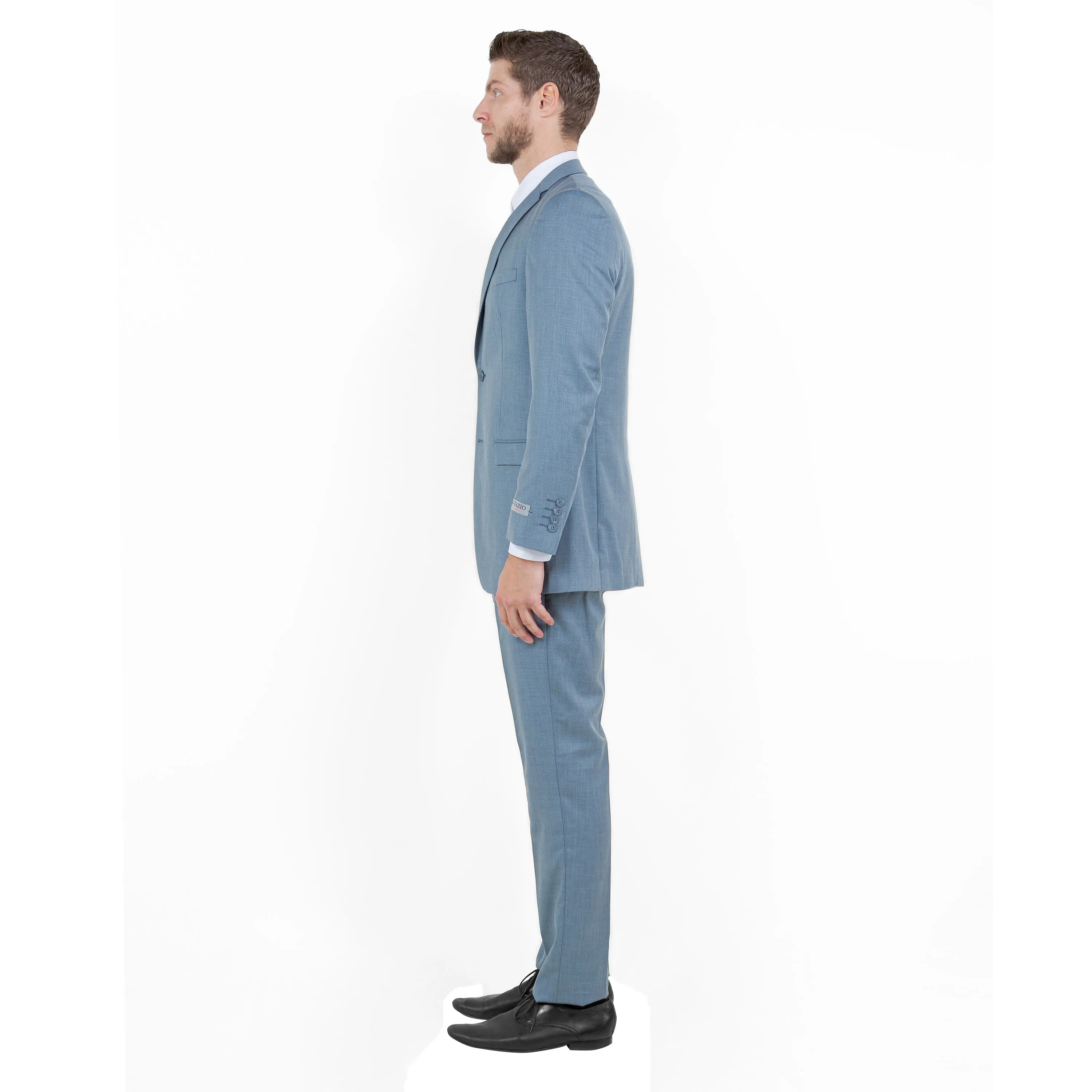 Smoke Blue Men's 2pc Sharkskin Suit Slim-Fit