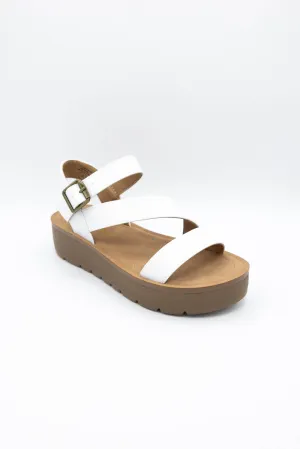 Soda Edoly Asymmetrical Platform Sandals for Women in White | EDOLY-S WHITE