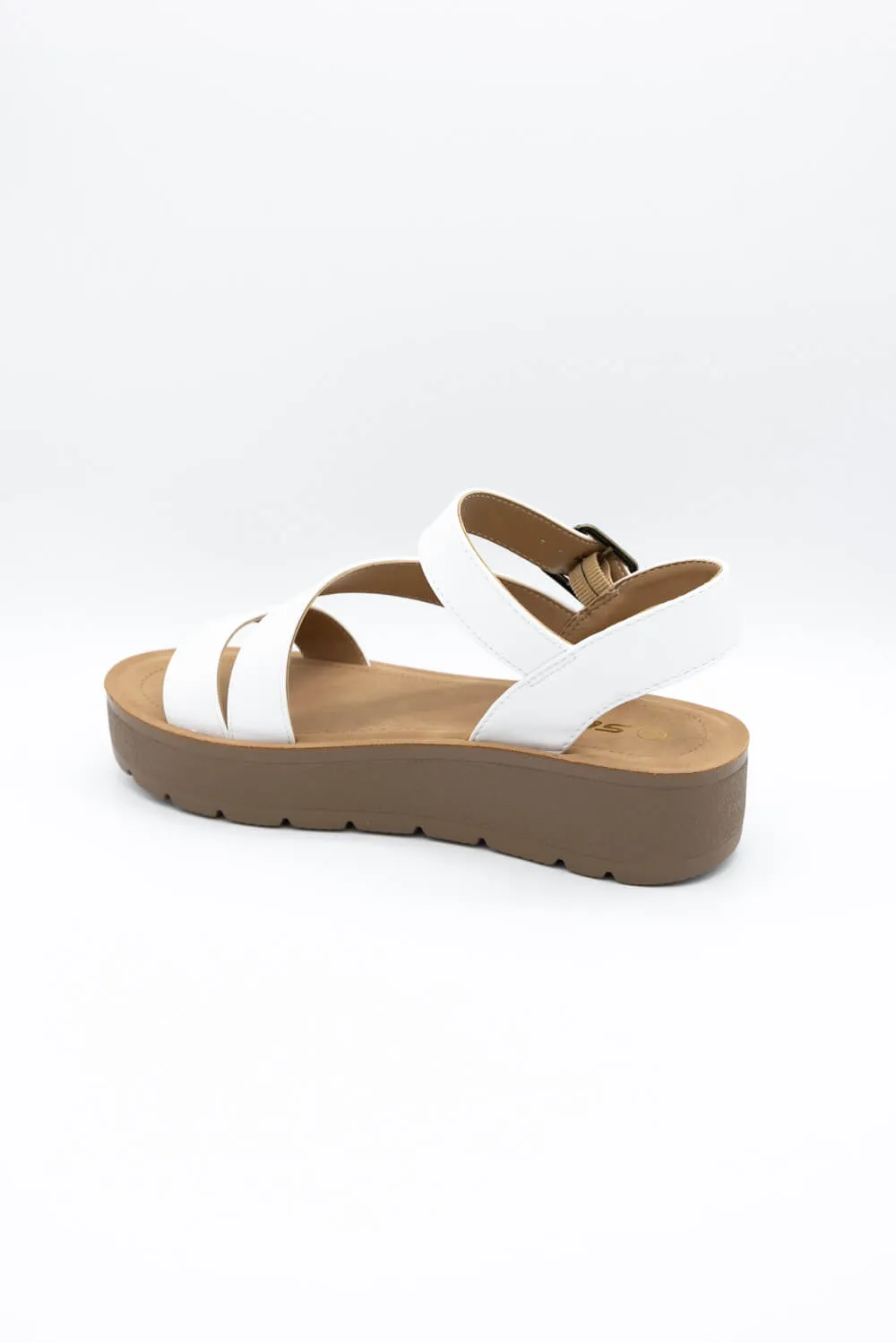 Soda Edoly Asymmetrical Platform Sandals for Women in White | EDOLY-S WHITE
