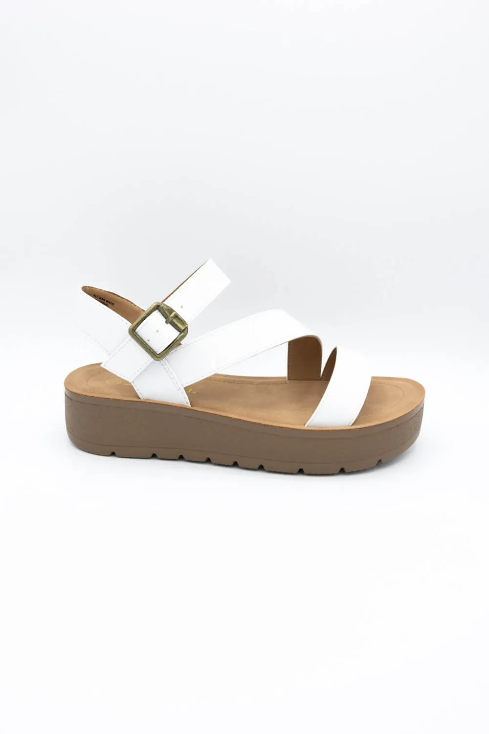 Soda Edoly Asymmetrical Platform Sandals for Women in White | EDOLY-S WHITE