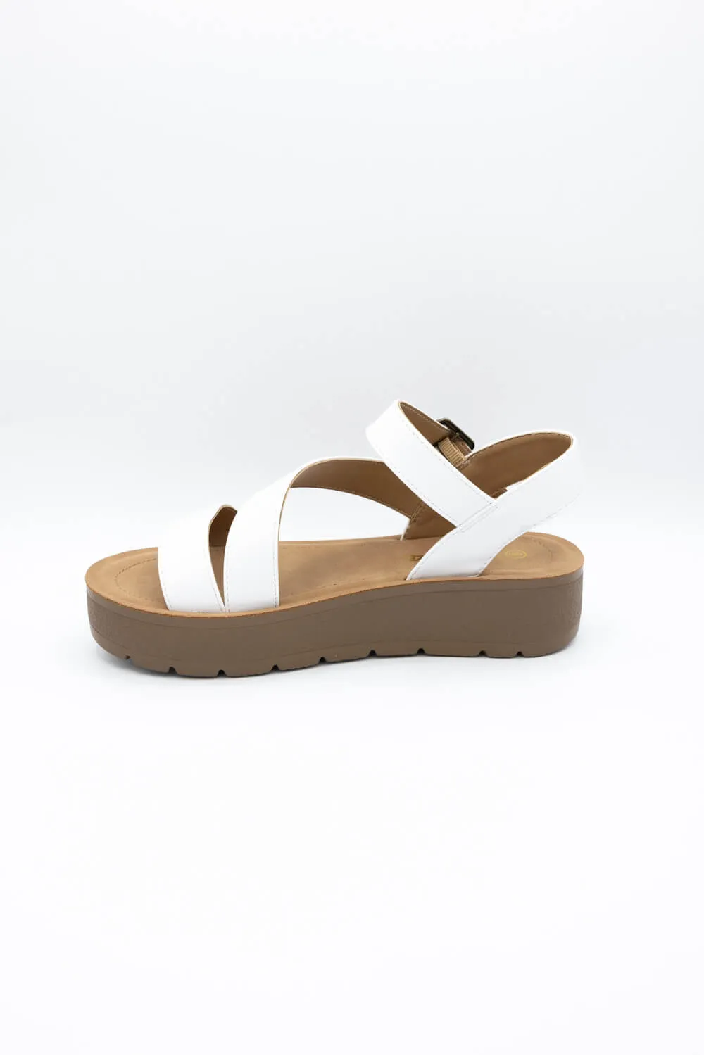 Soda Edoly Asymmetrical Platform Sandals for Women in White | EDOLY-S WHITE