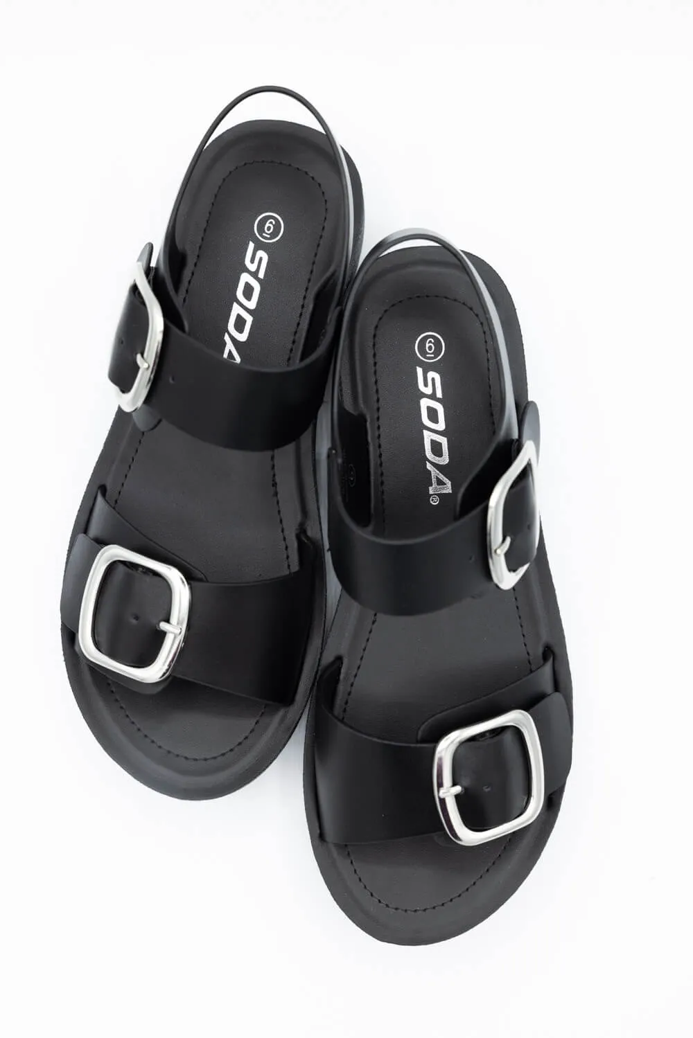 Soda Jackie Platform Sandals for Women in Black | JACKIE-S BLACK
