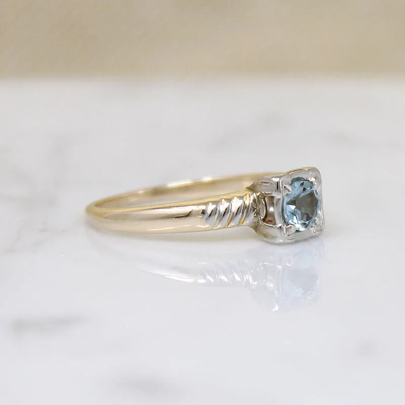 Soft Pastels Retro Aquamarine Solitaire Ring