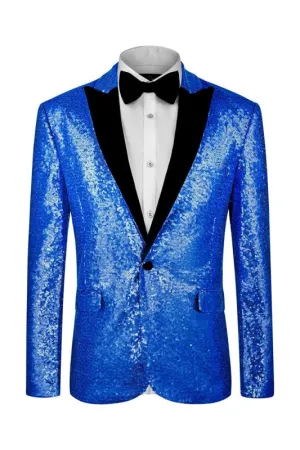 Sparkly Sequins Peaked Lapel Prom Suits for Men One Button Suit