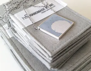 Square Concrete & Silver Leaf Statement Pendent