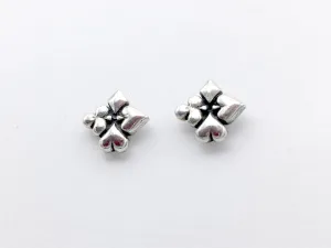 Sterling Silver & Surgical Steel tiny card suit stud earring-cards, bridge,suits