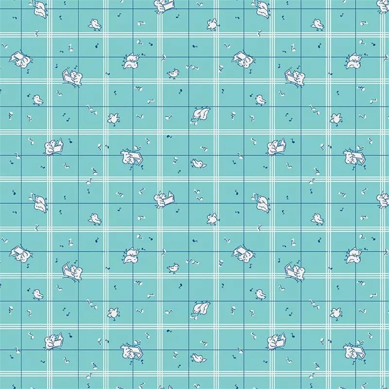 Strawberry Biscuit Birds on Aqua by Elea Lutz for Penny Rose Fabrics