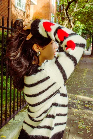 Stripe Heart Sleeve Jumper