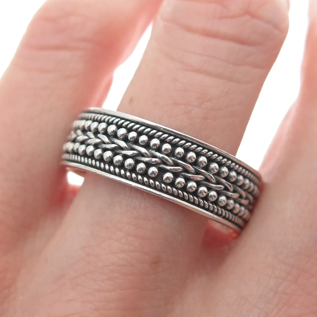 SUARTI BALI 925 Sterling Silver Vintage Boho / Ethnic Band Ring Size 12.25
