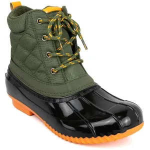 Sugar Womens Duck Boots - Waterproof Shell Insulated Snow Boot-Skippy-Olive/Orange-6