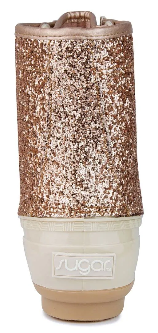 Sugar Womens Duck Boots - Waterproof Shell Insulated Snow Boot-Skylar2-Rose Gold Glitter-8