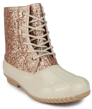 Sugar Womens Duck Boots - Waterproof Shell Insulated Snow Boot-Skylar2-Rose Gold Glitter-8