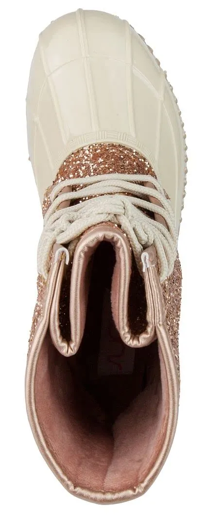 Sugar Womens Duck Boots - Waterproof Shell Insulated Snow Boot-Skylar2-Rose Gold Glitter-8