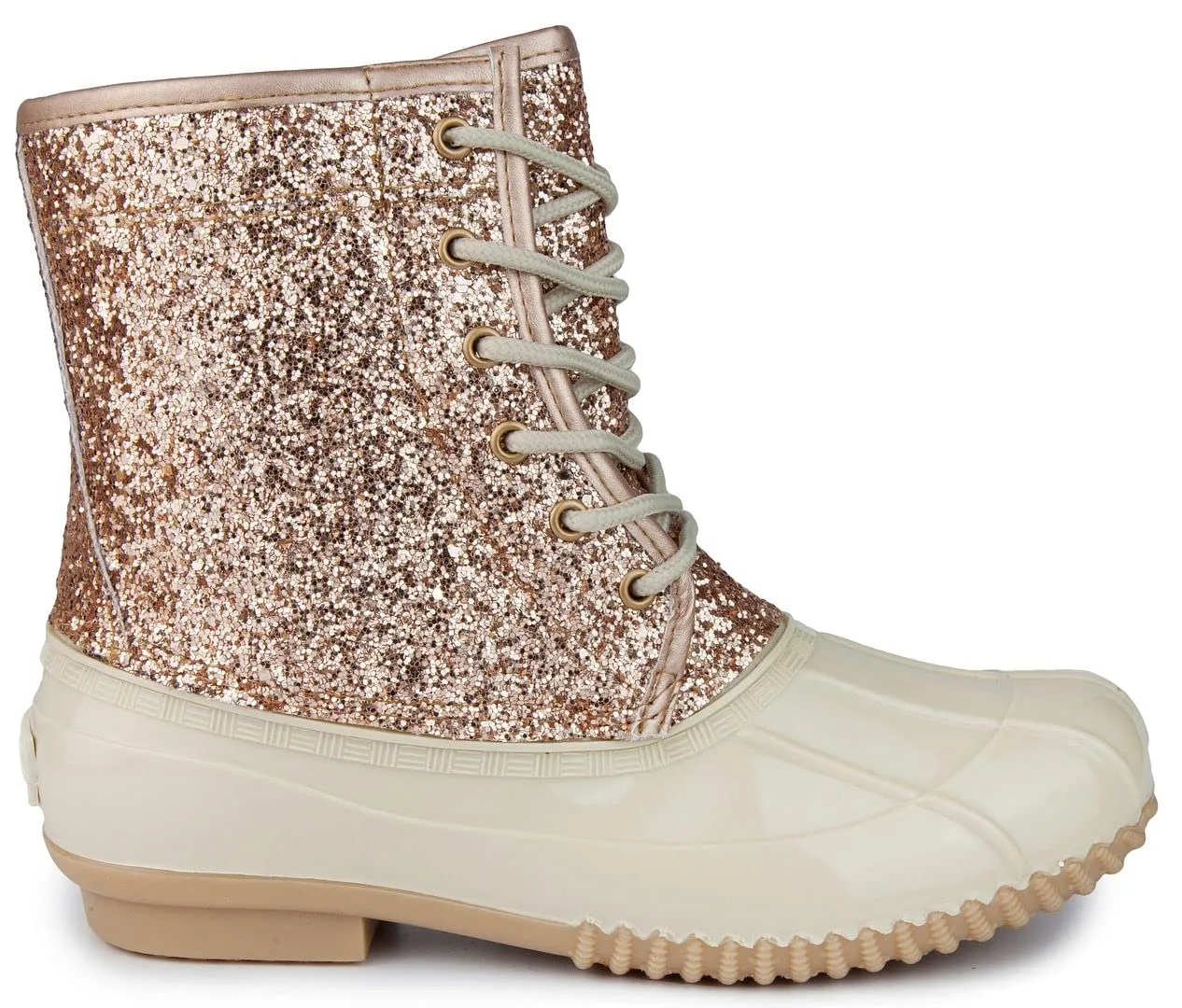 Sugar Womens Duck Boots - Waterproof Shell Insulated Snow Boot-Skylar2-Rose Gold Glitter-8