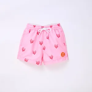 Swim Boy Shorts -  Coral Rose