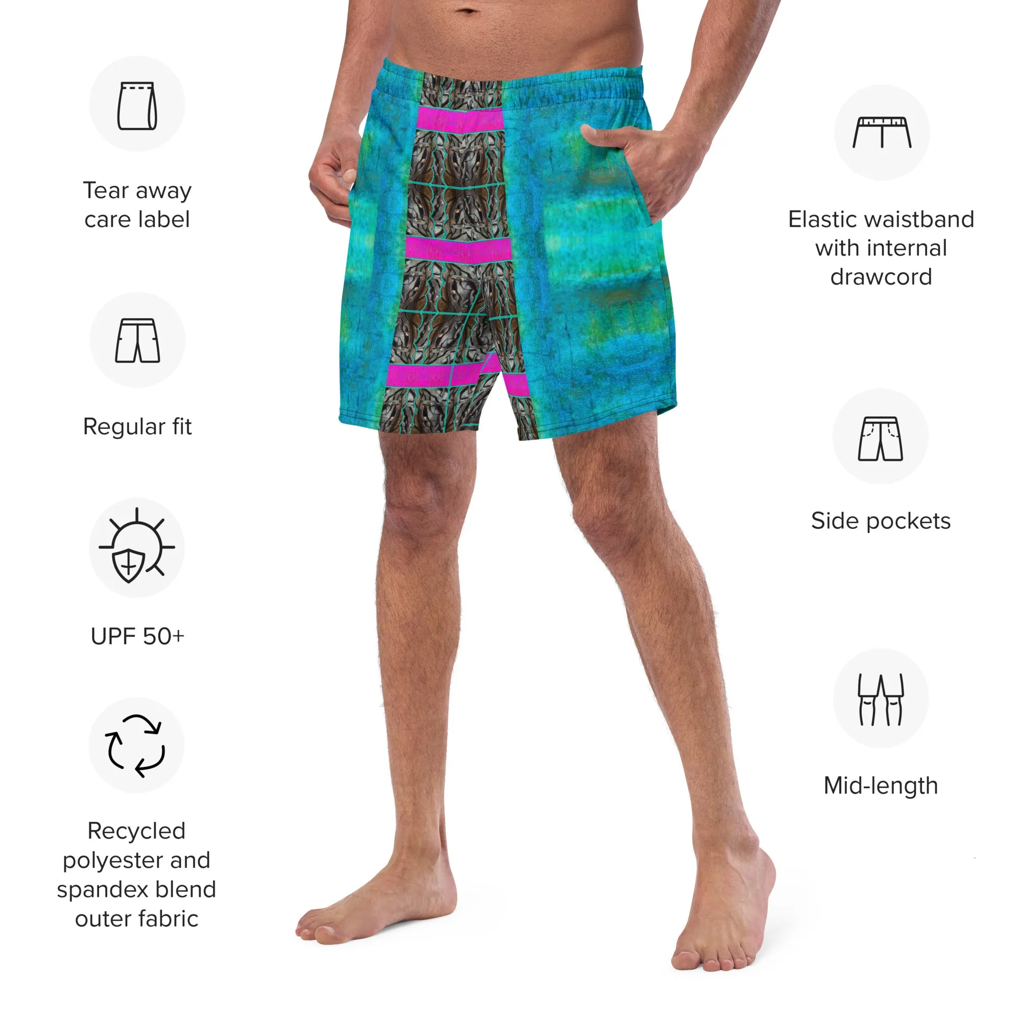 Swim Trunks (Virilis)(Tree Link Stripe Pink Logo) RJSTH@Fabric#8 RJSTHS2023 RJS