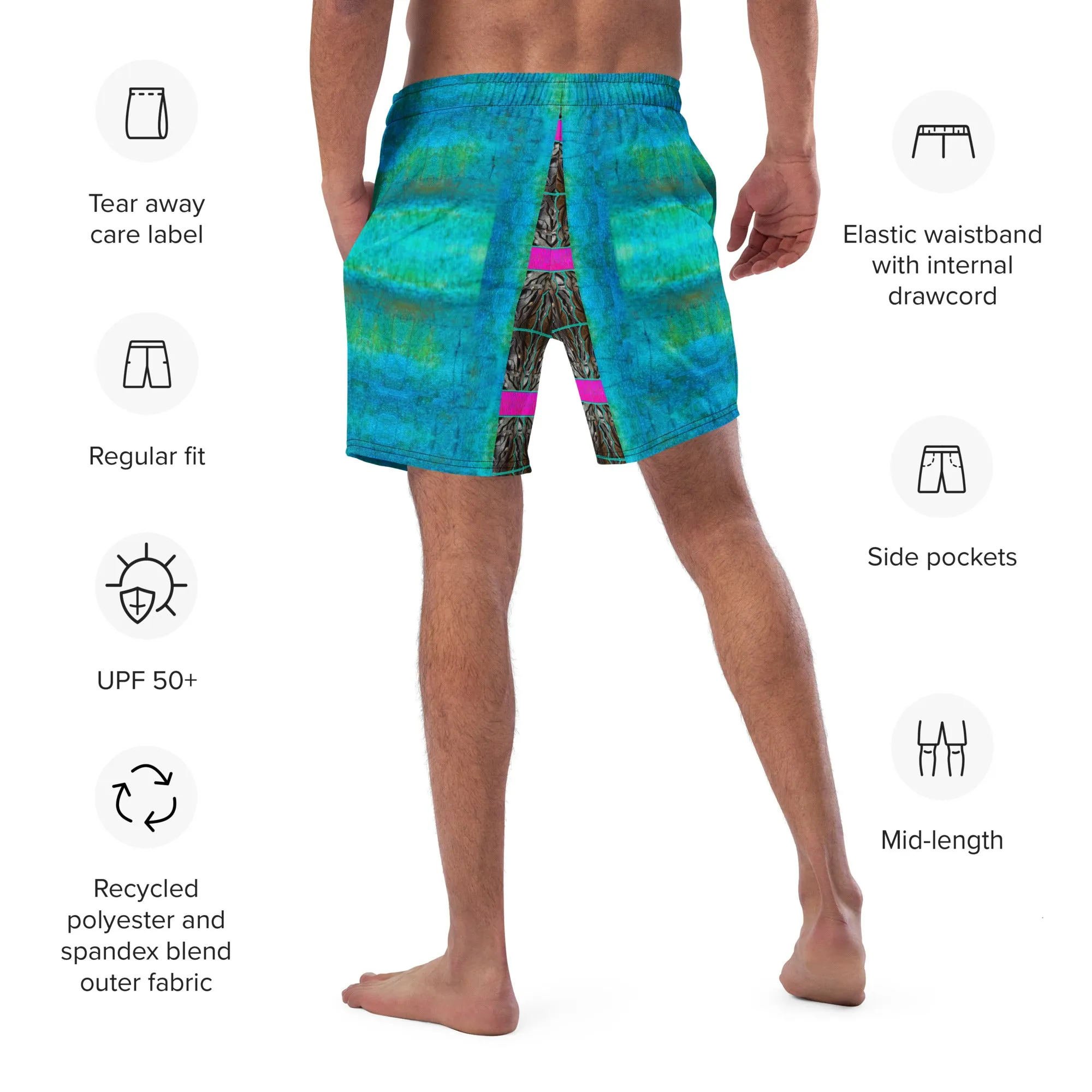 Swim Trunks (Virilis)(Tree Link Stripe Pink Logo) RJSTH@Fabric#8 RJSTHS2023 RJS