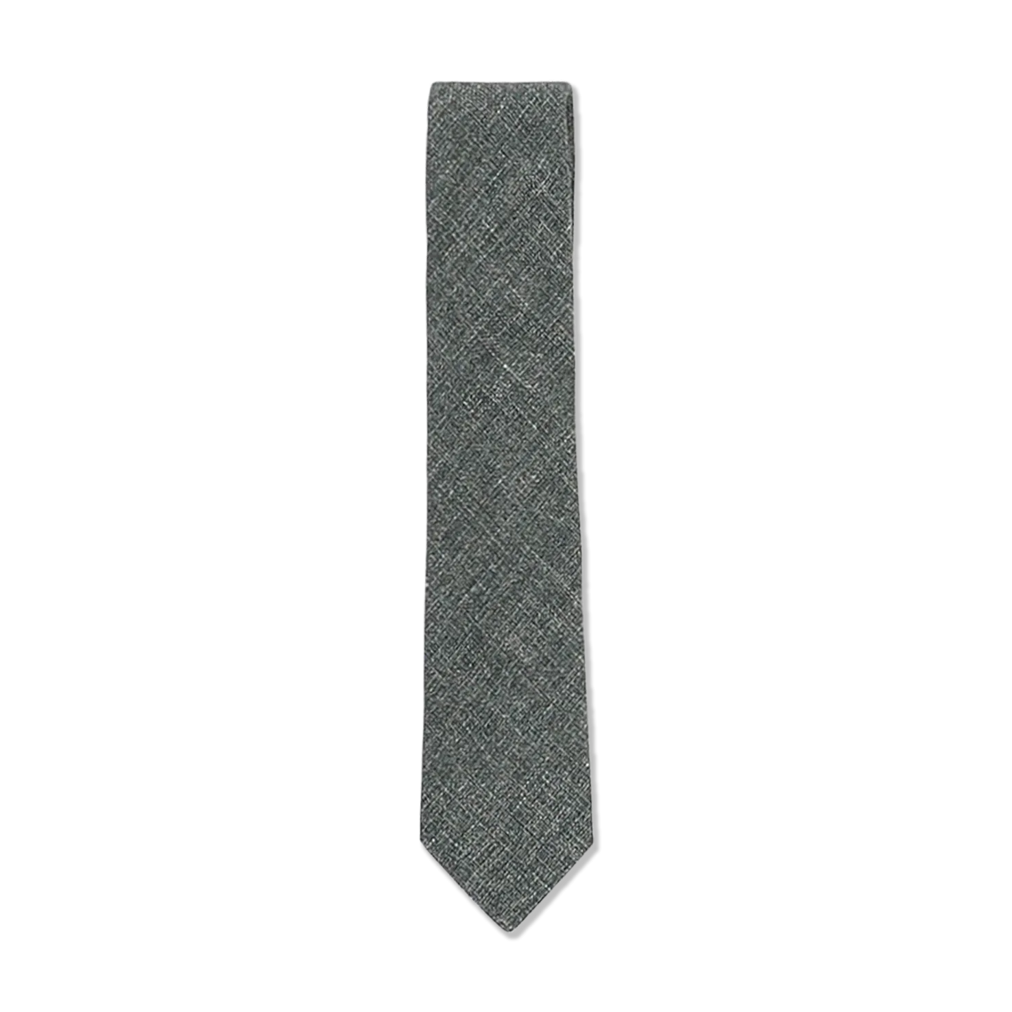 Textured Tie in Green Wool, Linen & Cotton