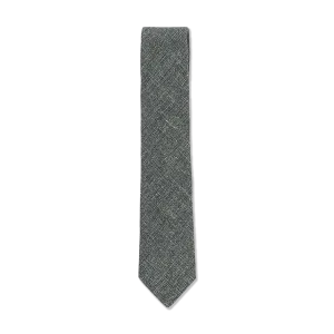 Textured Tie in Green Wool, Linen & Cotton