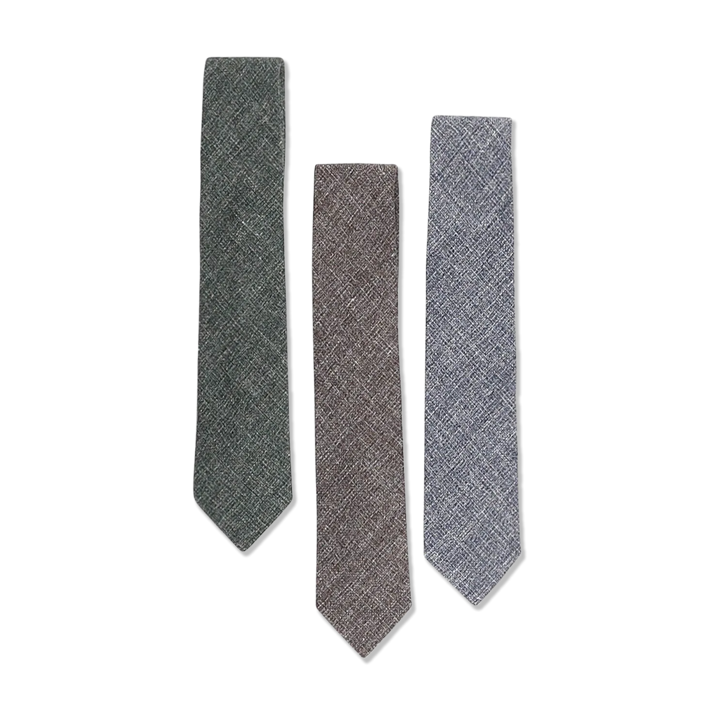Textured Tie in Green Wool, Linen & Cotton