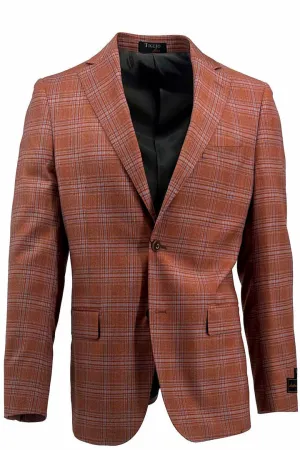 Tiglio Luxe Amber with Baby Blue Windowpane Dolcetto Modern Fit, Pure Wool Jacket TL2611