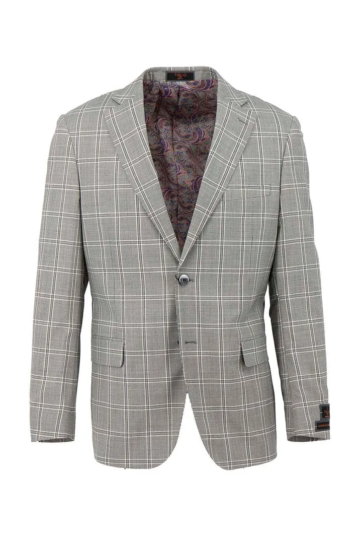Tiglio Luxe Black and White Houndstooth with Windowpane Dolcetto Modern Fit, Pure Wool Jacket TL4225
