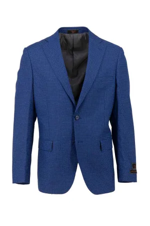 Tiglio Luxe French Blue and Black Mini Check Dolcetto Modern Fit, Pure Wool Jacket TL6306