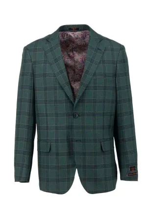 Tiglio Luxe Hunter Green with Black Windowpane Dolcetto Modern Fit, Pure Wool Jacket TL3362