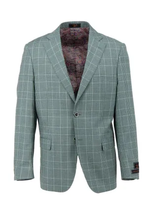 Tiglio Luxe Seafoam Green with Windowpane Dolcetto Modern Fit, Pure Wool Jacket TL5588