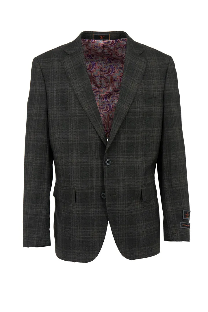 Tiglio Luxe Thyme Green with Windowpane Dolcetto Modern Fit, Pure Wool Jacket TL7526