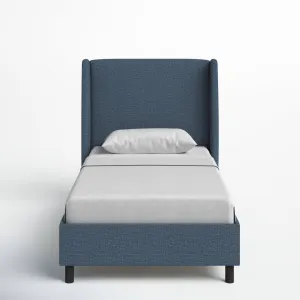 Tilly Upholstered Low Profile Platform Bed Joss & Main Color: Zuma Navy Textured Linen Size: Twin