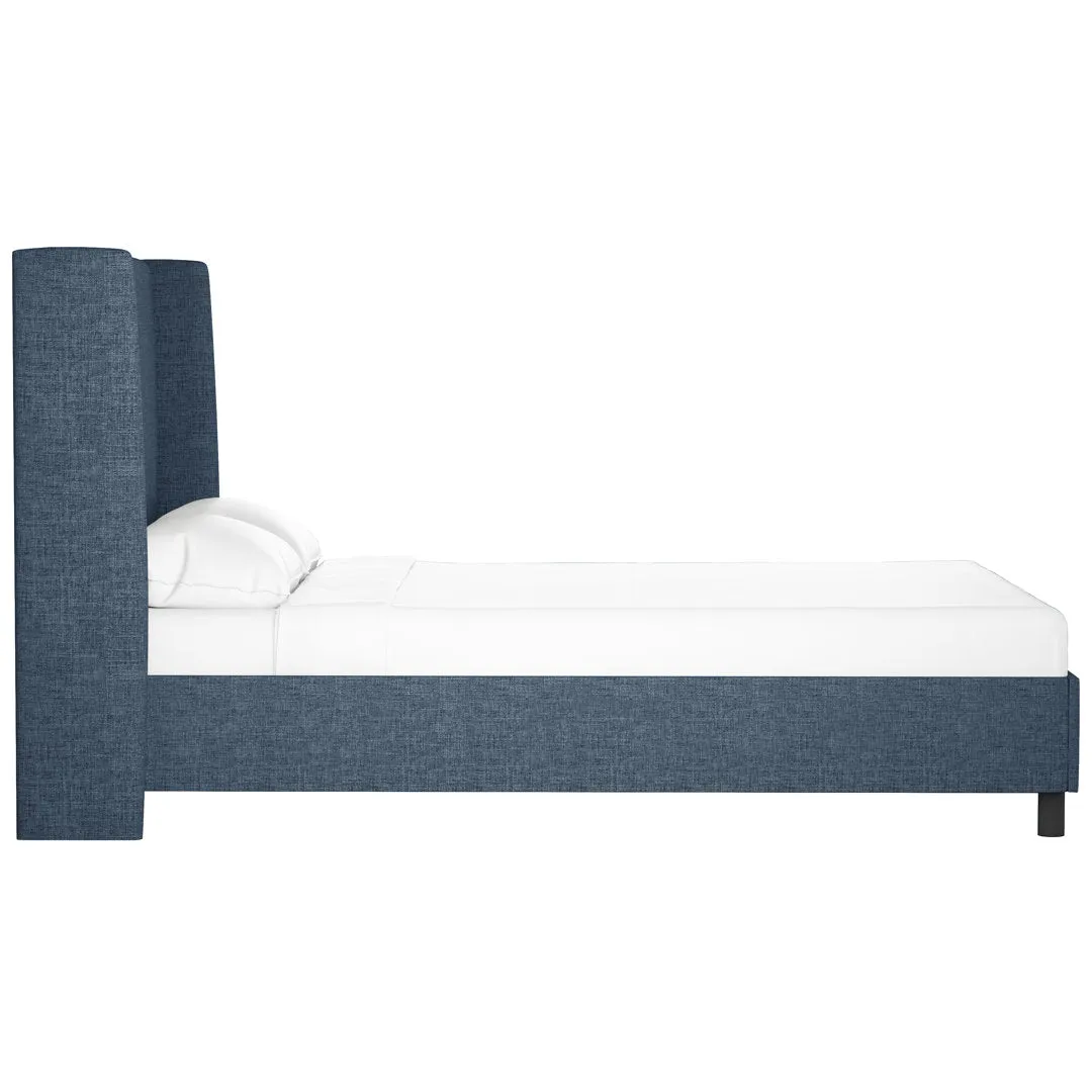 Tilly Upholstered Low Profile Platform Bed Joss & Main Color: Zuma Navy Textured Linen Size: Twin