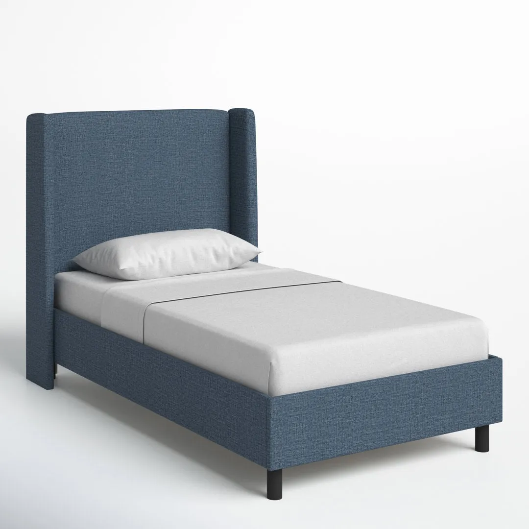 Tilly Upholstered Low Profile Platform Bed Joss & Main Color: Zuma Navy Textured Linen Size: Twin