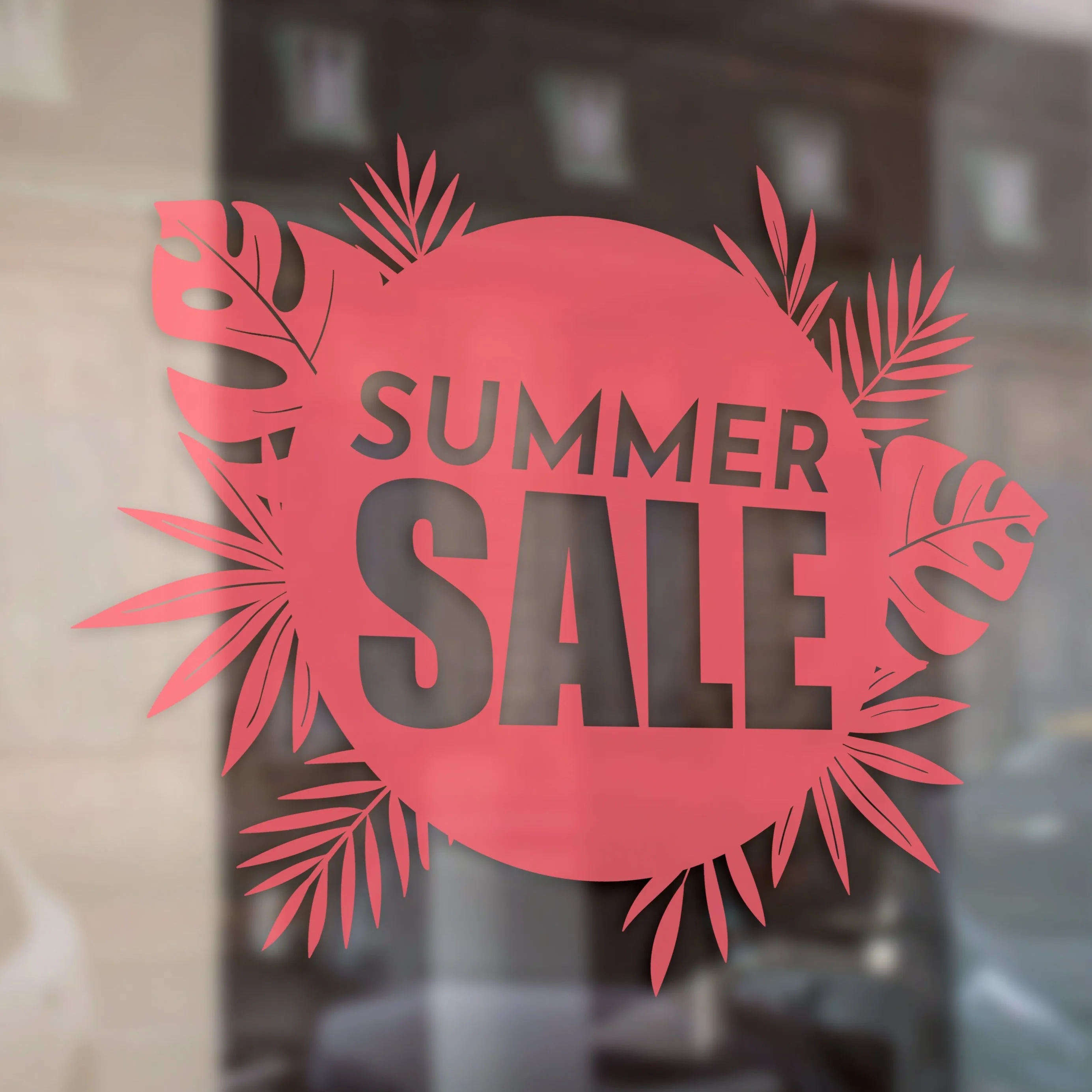 Tropical Circle Sale Retail Shop Window Sticker Vinyl